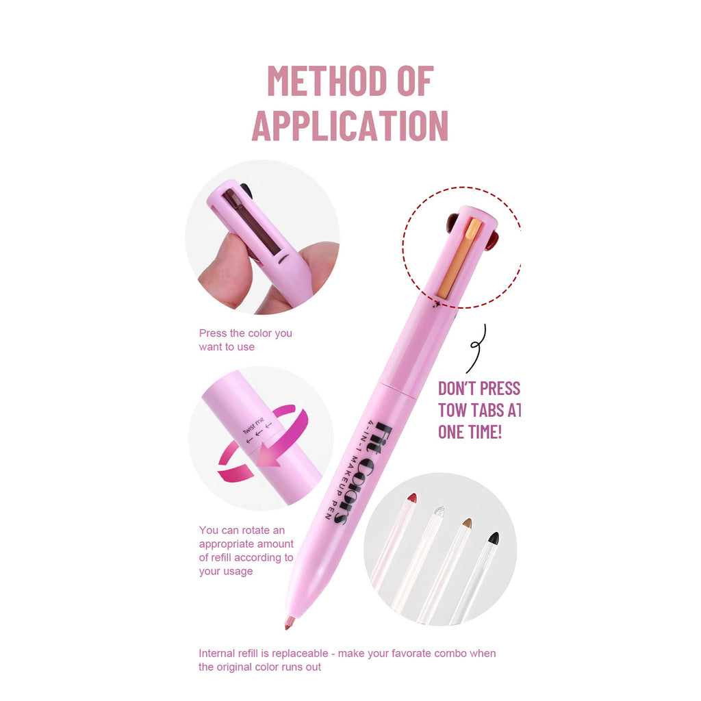 Four-in-one multi-functional portable makeup pen